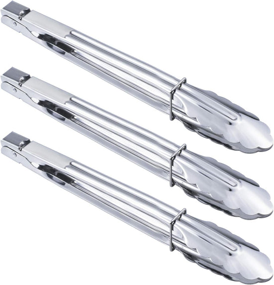 Stainless Steel Serving Tongs Grilling Tongs for Cooking Camping Barbecue (12-Inch 3 Pieces) - Flavour Fushion Cooking Shop