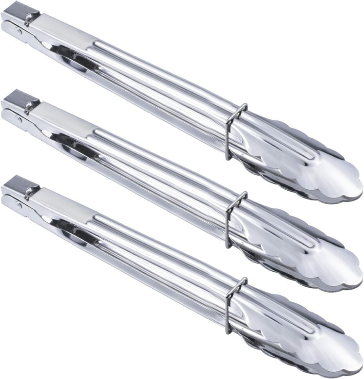 Stainless Steel Serving Tongs Grilling Tongs for Cooking Camping Barbecue (12-Inch 3 Pieces) - Flavour Fushion Cooking Shop
