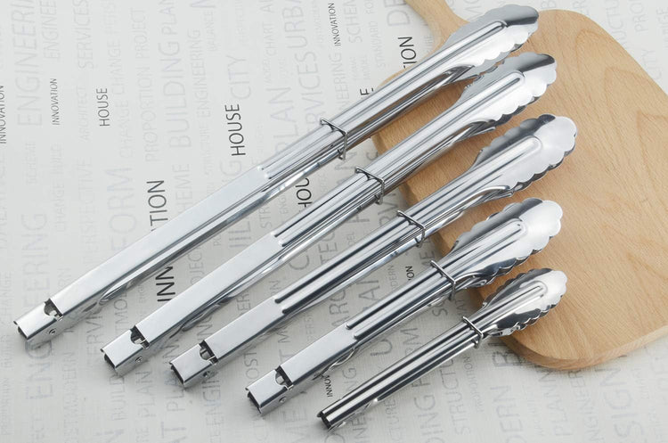 Stainless Steel Serving Tongs Grilling Tongs for Cooking Camping Barbecue (12-Inch 3 Pieces) - Flavour Fushion Cooking Shop