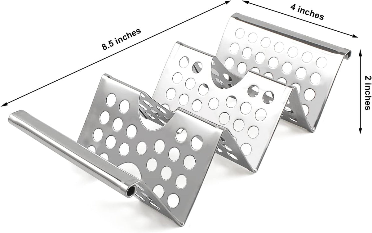 4 Pack Stainless Steel Taco Holders, Premium Taco Stands, Holds 2 Or 3 Tacos Each Taco Tray - Flavour Fushion Cooking Shop