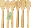 Bamboo Wooden Spoons for Cooking 6-Piece, Nonstick Bamboo Kitchen Utensils Set Wood Spatulas Spoons for Daily Use, Housewarming Gifts