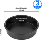 8” Round Cake Pans - 3PCS Nonstick Round Baking Cake Pan, Mold,Dish, Flan