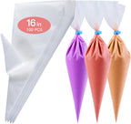 Piping Bags 16 Inch - Disposable Piping Bags 100pcs, Large Pastry Bags