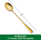 7.5 Inch Gold Iced Tea Spoons,Set Of 8 Stainless Steel Long Coffee Spoons,Long Handle