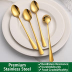 7.5 Inch Gold Iced Tea Spoons,Set Of 8 Stainless Steel Long Coffee Spoons,Long Handle