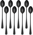 7.5 Inches Black Coffee Stirring Spoons Set,Set Of 8 Stanless Steel Iced Teaspoons