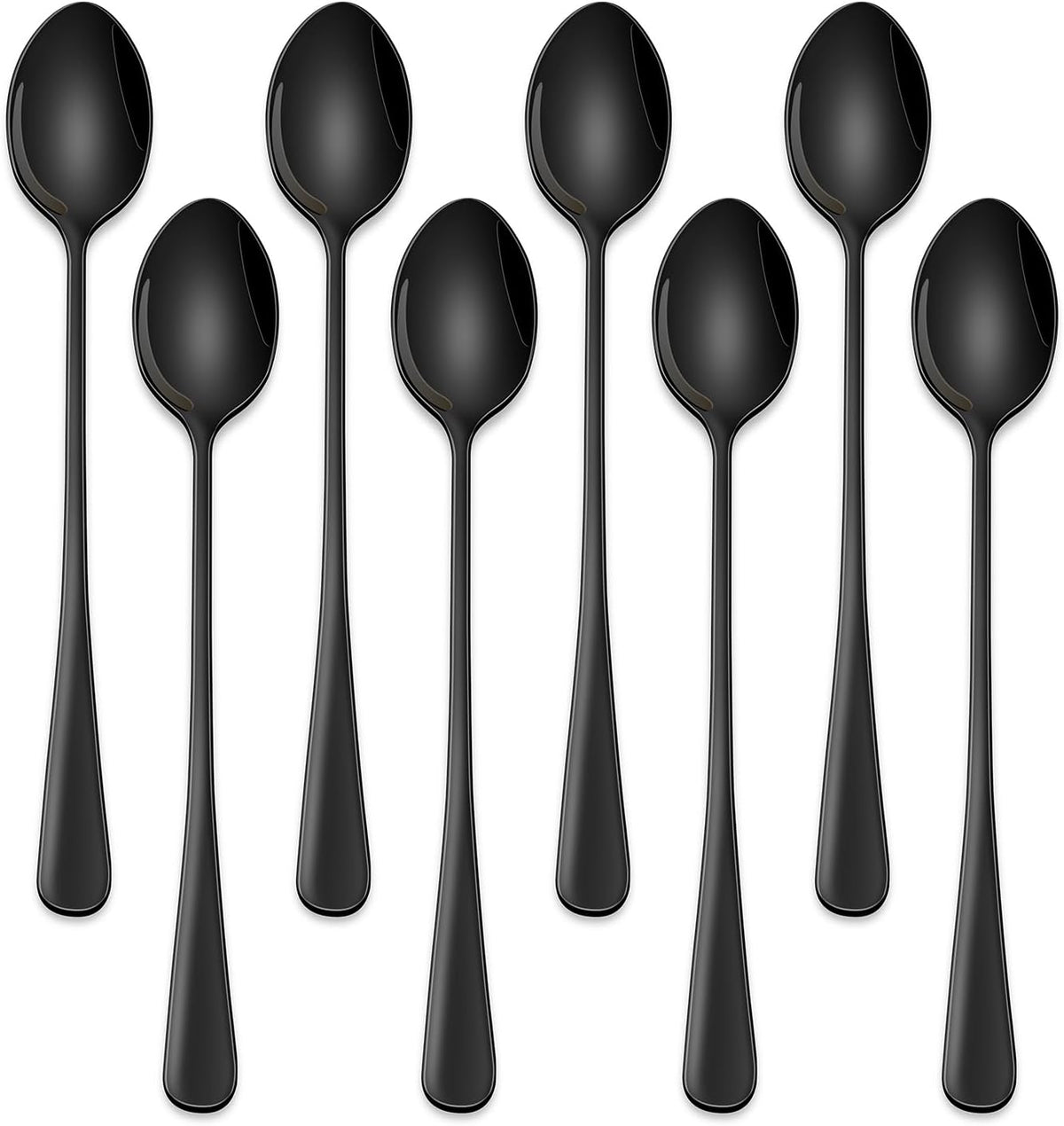 7.5 Inches Black Coffee Stirring Spoons Set,Set Of 8 Stanless Steel Iced Teaspoons - Flavour Fushion Cooking Shop