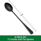 7.5 Inches Black Coffee Stirring Spoons Set,Set Of 8 Stanless Steel Iced Teaspoons