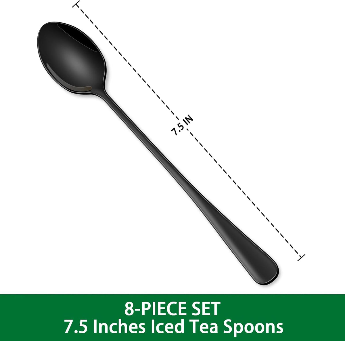 7.5 Inches Black Coffee Stirring Spoons Set,Set Of 8 Stanless Steel Iced Teaspoons - Flavour Fushion Cooking Shop
