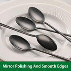 7.5 Inches Black Coffee Stirring Spoons Set,Set Of 8 Stanless Steel Iced Teaspoons