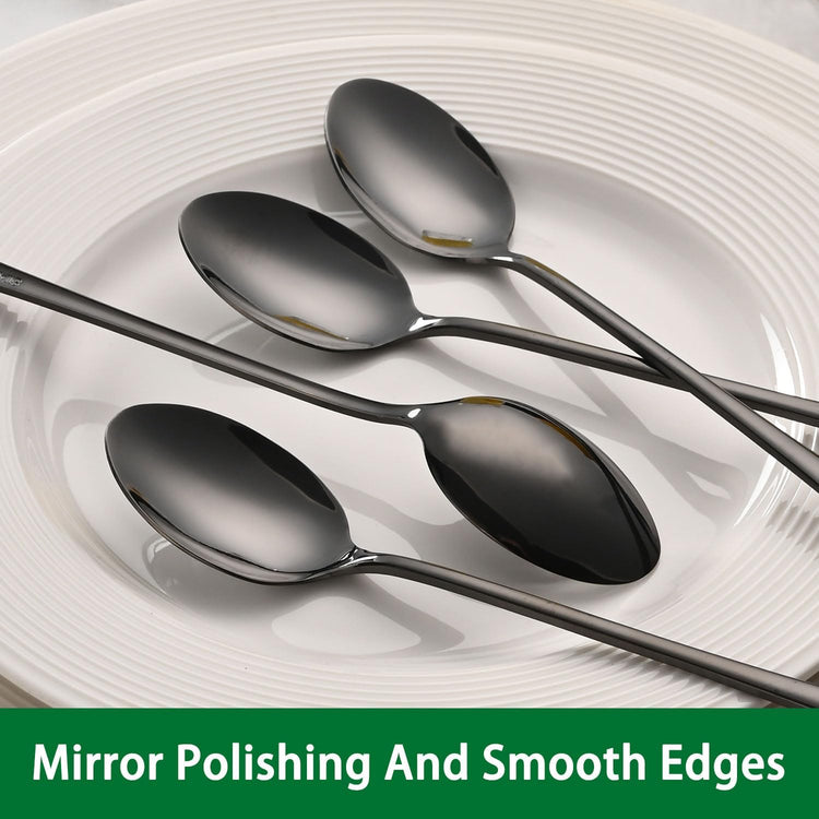 7.5 Inches Black Coffee Stirring Spoons Set,Set Of 8 Stanless Steel Iced Teaspoons - Flavour Fushion Cooking Shop