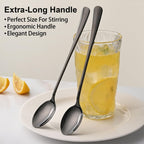 7.5 Inches Black Coffee Stirring Spoons Set,Set Of 8 Stanless Steel Iced Teaspoons
