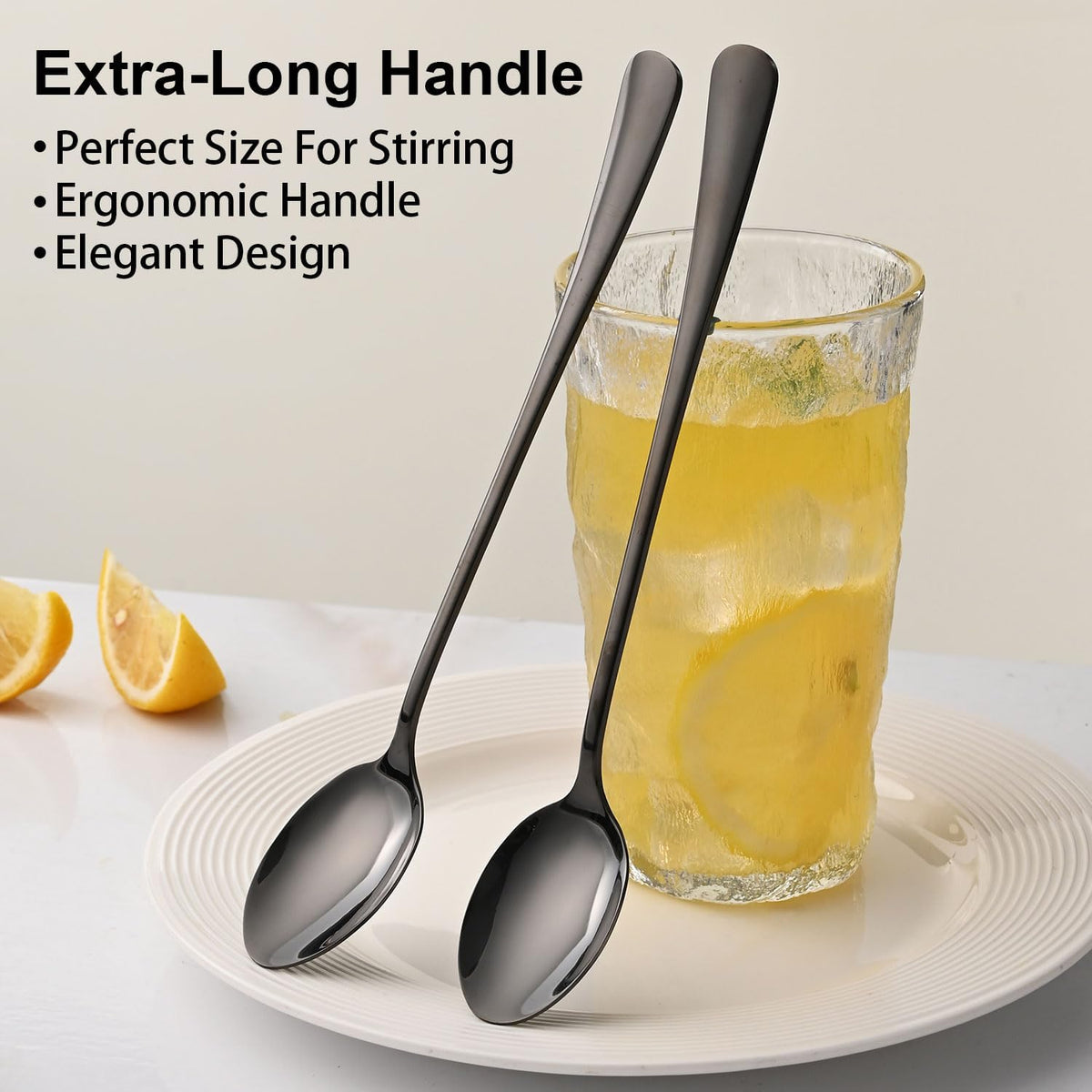 7.5 Inches Black Coffee Stirring Spoons Set,Set Of 8 Stanless Steel Iced Teaspoons - Flavour Fushion Cooking Shop