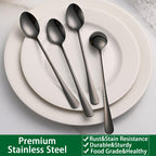 7.5 Inches Black Coffee Stirring Spoons Set,Set Of 8 Stanless Steel Iced Teaspoons