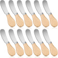 12 Pcs Cheese Spreader Knives Butter Knife Bulk Stainless Steel Butter Spreader Knives with Wooden Handle, Cheese Cake Condiment Knife Set for Sandwich, Cream, Charcuterie, Pastry, 4.7 Inch