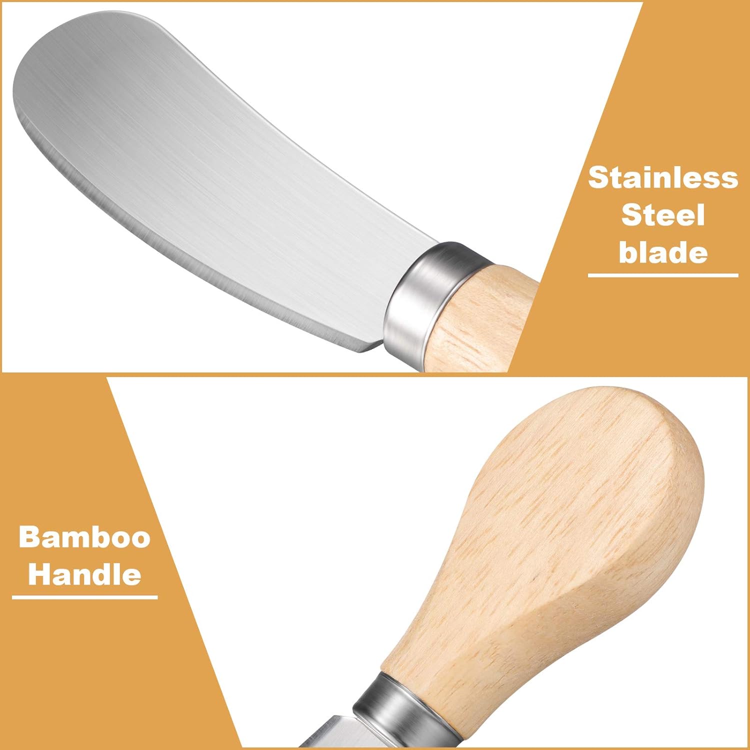 12 Pcs Cheese Spreader Knives Butter Knife Bulk Stainless Steel Butter Spreader Knives with Wooden Handle, Cheese Cake Condiment Knife Set for Sandwich, Cream, Charcuterie, Pastry, 4.7 Inch