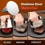Smash Burger Press, Hamburger Smasher Tool for Griddle, Stainless Steel