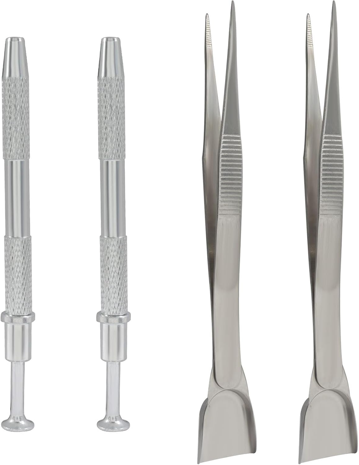 4 Pack Aluminum Alloy Cake Decorating Tools Set, Pearl Sprinkles Pen Pearl Grabber 4 Claws Stainless Steel Cake Tweezers, Pearl Sprinkle Spoon with Shovel Head for Cake Decorating/Bakers