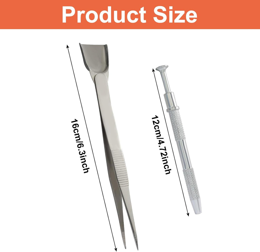 4 Pack Aluminum Alloy Cake Decorating Tools Set, Pearl Sprinkles Pen Pearl Grabber 4 Claws Stainless Steel Cake Tweezers, Pearl Sprinkle Spoon with Shovel Head for Cake Decorating/Bakers