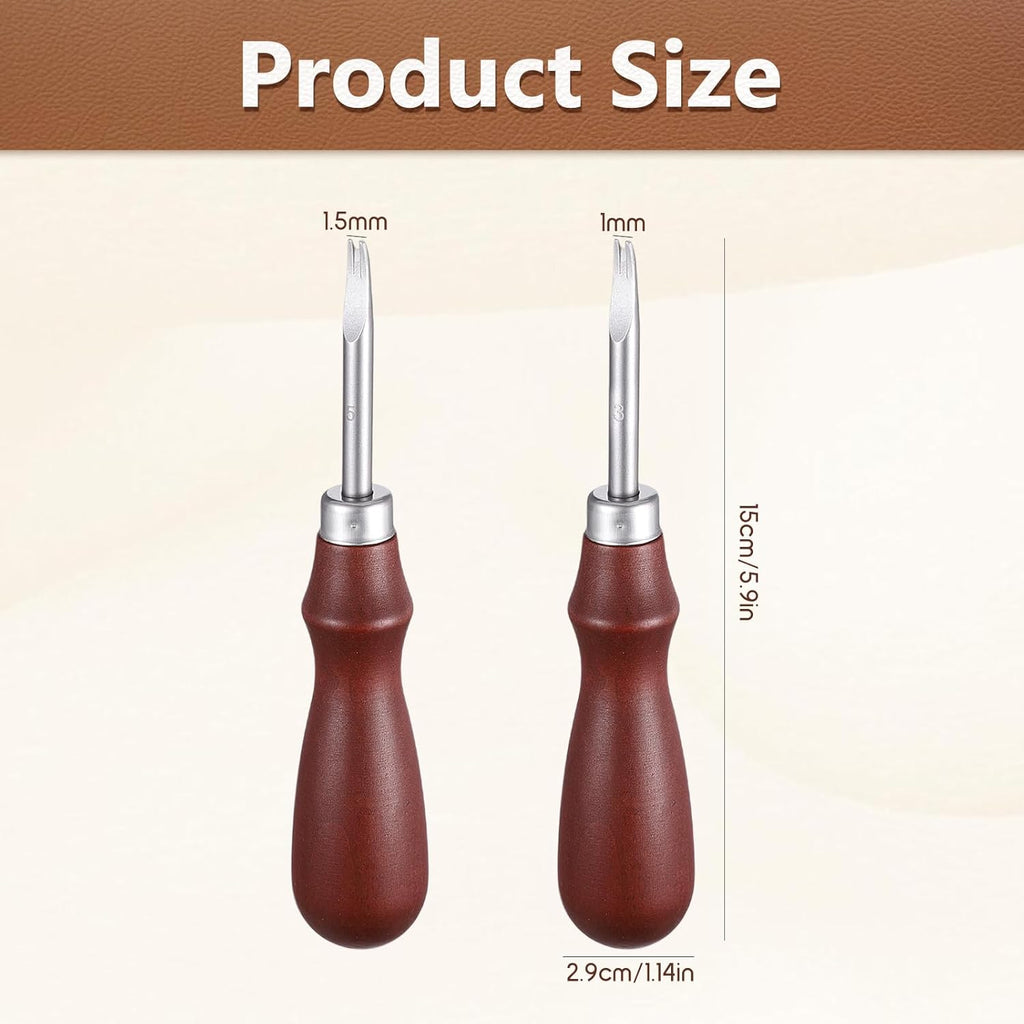 Leather Edge Skiving Beveler, 2 Pcs Leather Working Tools Burnishing Tool Edge Cutting Trimmer Tool for DIY Leathercraft Working 2 Sizes (1.0 mm, 1.5 mm) (3# + 5#)