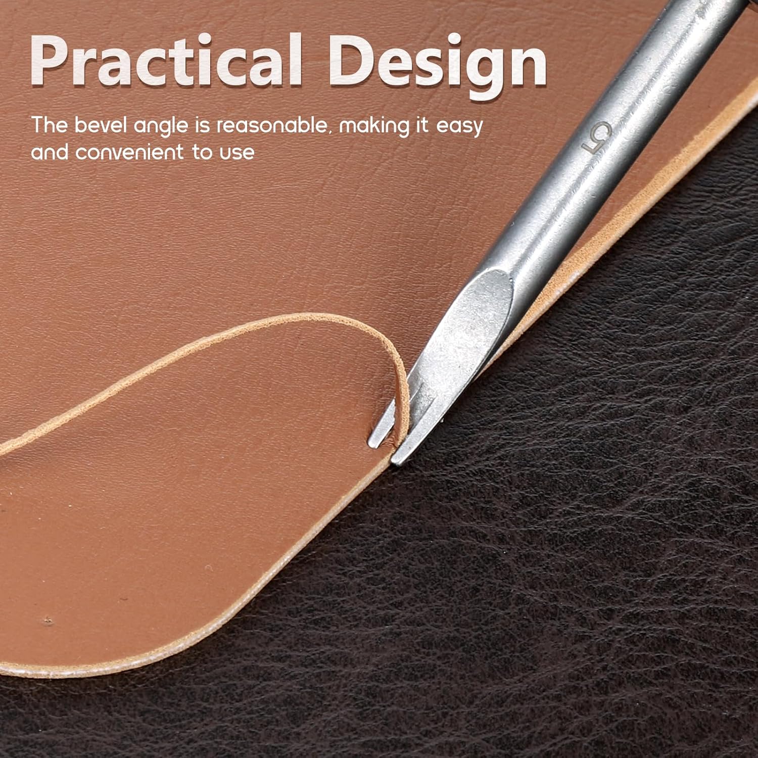 Leather Edge Skiving Beveler, 2 Pcs Leather Working Tools Burnishing Tool Edge Cutting Trimmer Tool for DIY Leathercraft Working 2 Sizes (1.0 mm, 1.5 mm) (3# + 5#)