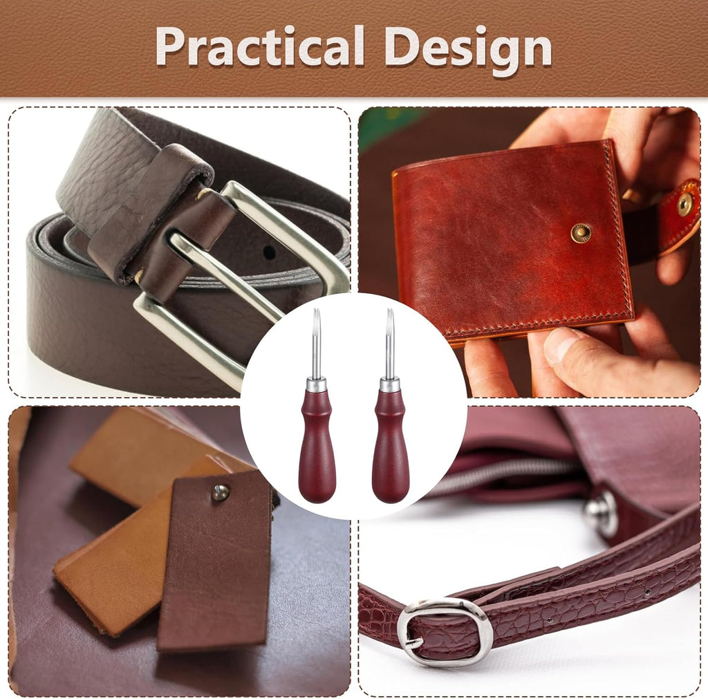 Leather Edge Skiving Beveler, 2 Pcs Leather Working Tools Burnishing Tool Edge Cutting Trimmer Tool for DIY Leathercraft Working 2 Sizes (1.0 mm, 1.5 mm) (3# + 5#)
