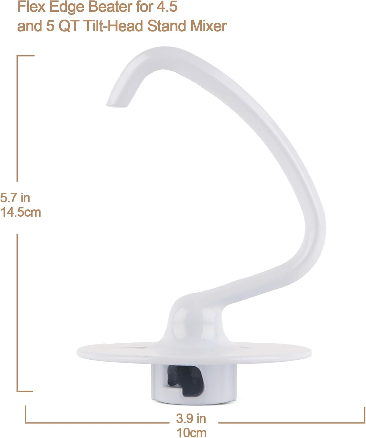 C-Shaped K45DH Coated Dough Hook, Attachment for KitchenAid Tilt-Head Stand Mixers Only, Fits 4.5–5 Quart Bowls, Compatible with K45, K45SS, KSM90, KSM150