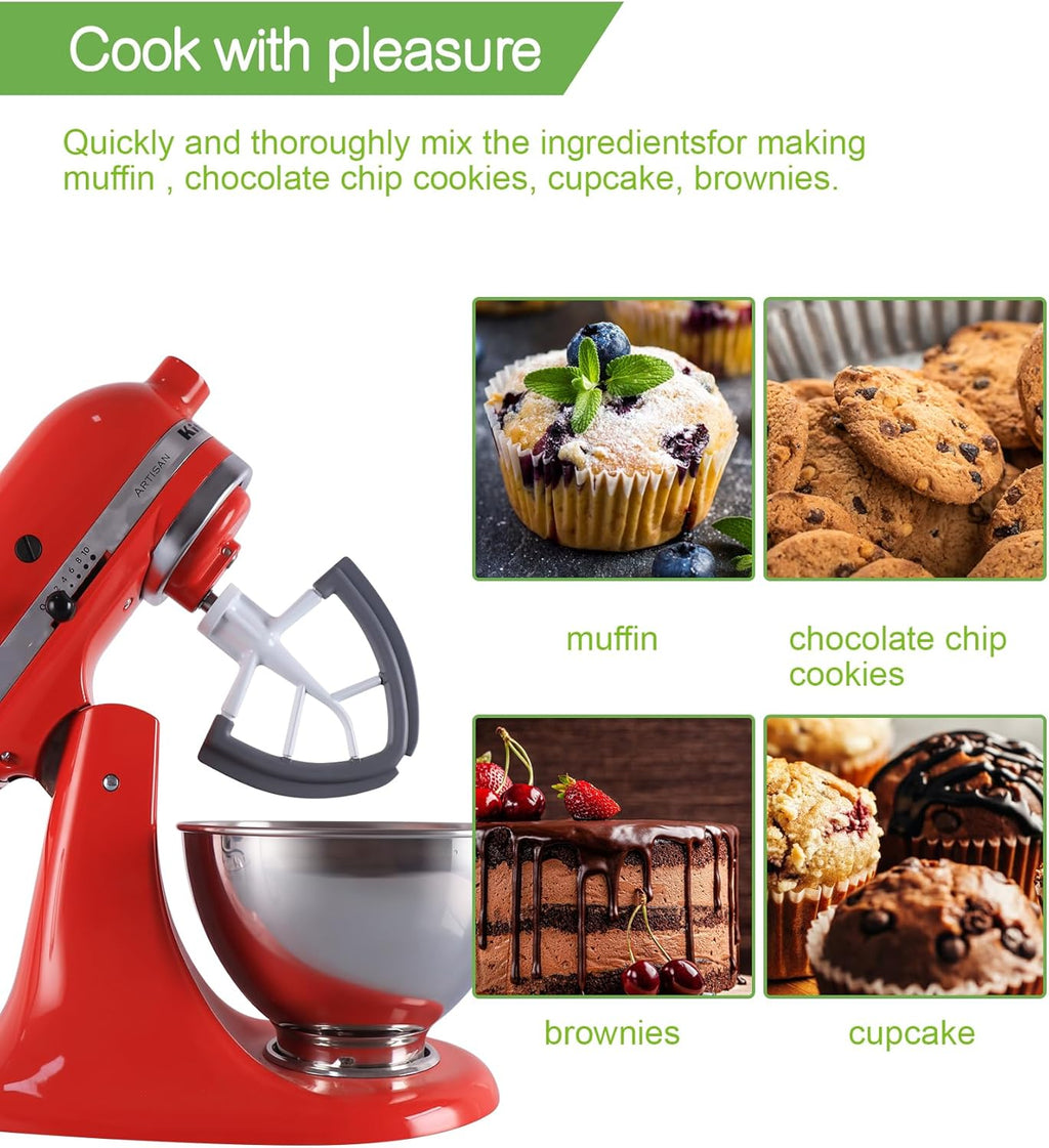 Flex Edge Beater Work for KitchenAid Mixer Attachments, Compatible with 4.5-5 Quart Tilt-Head Stand Mixers, kitchenAid Paddle with Scraper, Flexible Silicone Edges