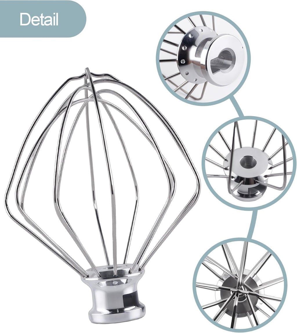 Stainless Steel K45WW Wire Whip, Attachments Fits for KitchenAid 4.5 5 Quart Tilt-Head Stand Mixer, Egg Stirrer, Cream Beater, Cakes Mayonnaise Whisk Kitchen aid Accessories