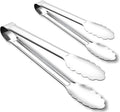 Seamless Tongs for Cooking, One-Piece Design, Durable Heat Resistant Stainless Steel Tongs for Kitchen, Grill, BBQ, Salad, Dishwasher Safe, Metal Tongs Set (12" & 9")