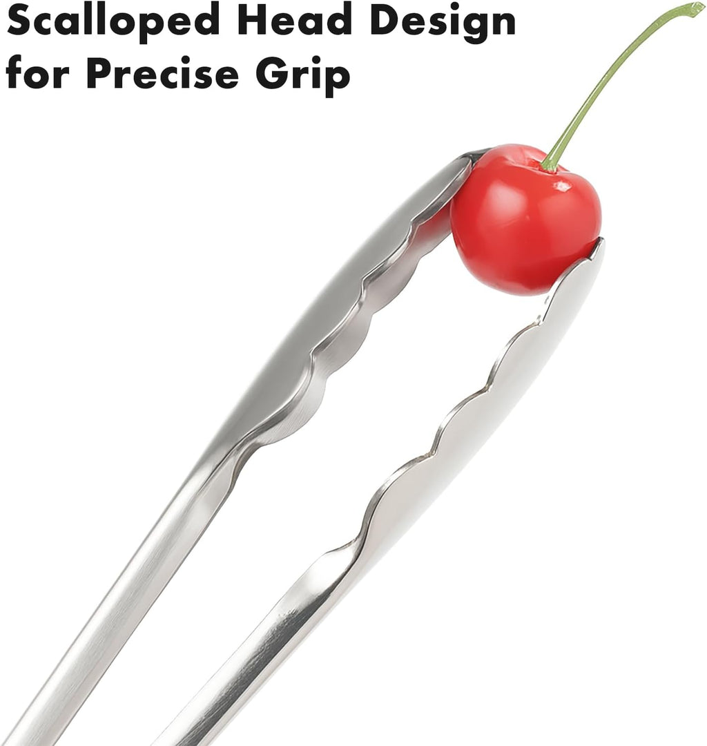 Seamless Tongs for Cooking, One-Piece Design, Durable Heat Resistant Stainless Steel Tongs for Kitchen, Grill, BBQ, Salad, Dishwasher Safe, Metal Tongs Set (12" & 9")