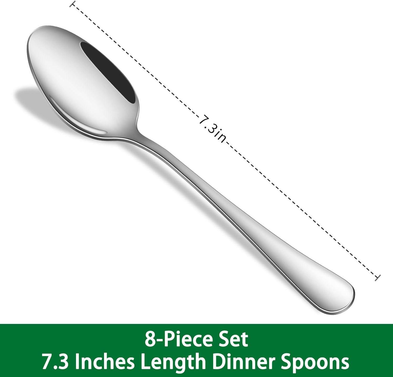 Dinner Spoon Set,8-Piece 7.3 Inch Soup Spoons,Premium Food Grade Stainless Steel Table Spoon,Durable Metal Tablespoon,Dishwasher Safe Silverware Spoons