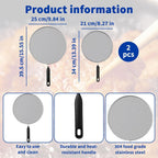 2-Pack Splatter Screen for Frying Pan - 8'' 10'' Stainless Steel Grease Splatter Guard