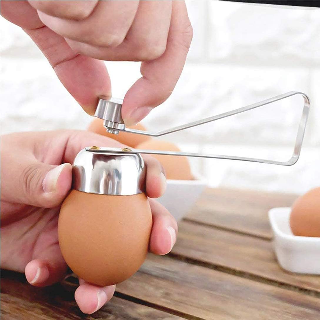 Egg Shell Cutter with Spring Mechanism for Soft and Hard Boiled Eggs Silver 1 Piece - Flavour Fushion Cooking Shop