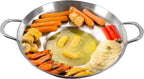 38cm Multifunctional Grill Pan with Double Handles - Silver - Suitable for Induction Gas