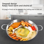 38cm Multifunctional Grill Pan with Double Handles - Silver - Suitable for Induction Gas