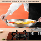 38cm Multifunctional Grill Pan with Double Handles - Silver - Suitable for Induction Gas