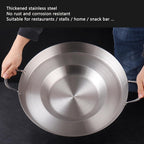 38cm Multifunctional Grill Pan with Double Handles - Silver - Suitable for Induction Gas