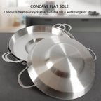 38cm Multifunctional Grill Pan with Double Handles - Silver - Suitable for Induction Gas
