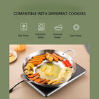 38cm Multifunctional Grill Pan with Double Handles - Silver - Suitable for Induction Gas