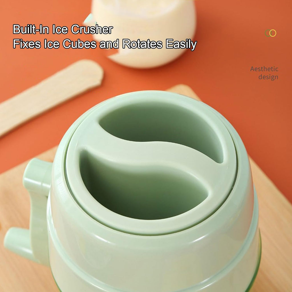 1 Piece Green Manual Multifunctional Slushy Machine Ice Crusher Portable Snow Cone Maker Household Small Ice Breaker for Cafes Restaurants Ice Cream Shops