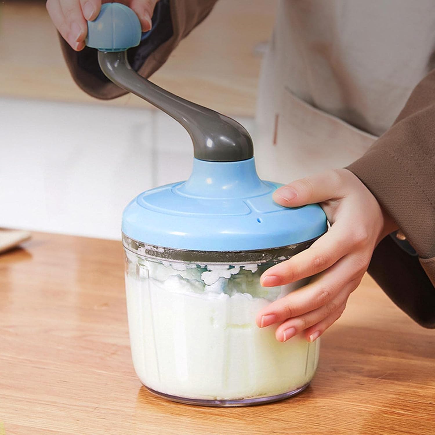 Manual Egg Beater Blue Handheld Butter Mixer Kitchen Baking Tool Accessory