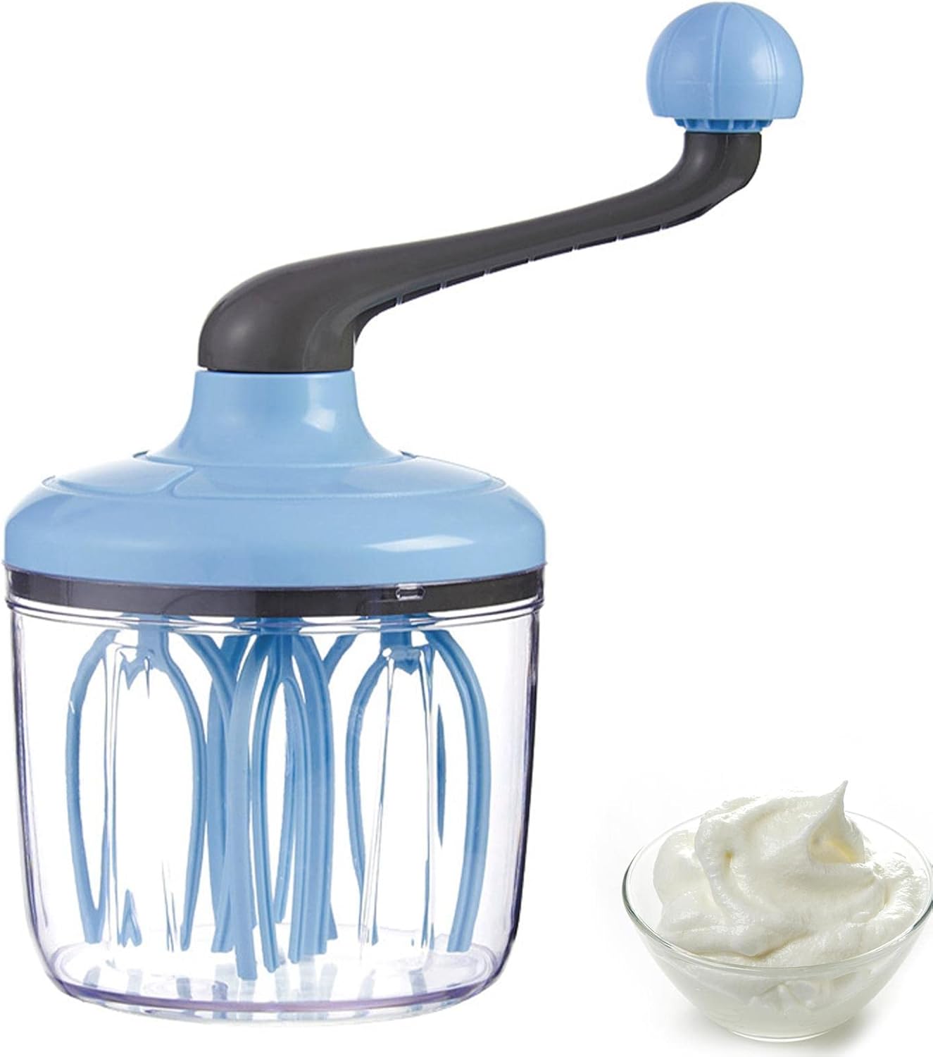 Manual Egg Beater Blue Handheld Butter Mixer Kitchen Baking Tool Accessory