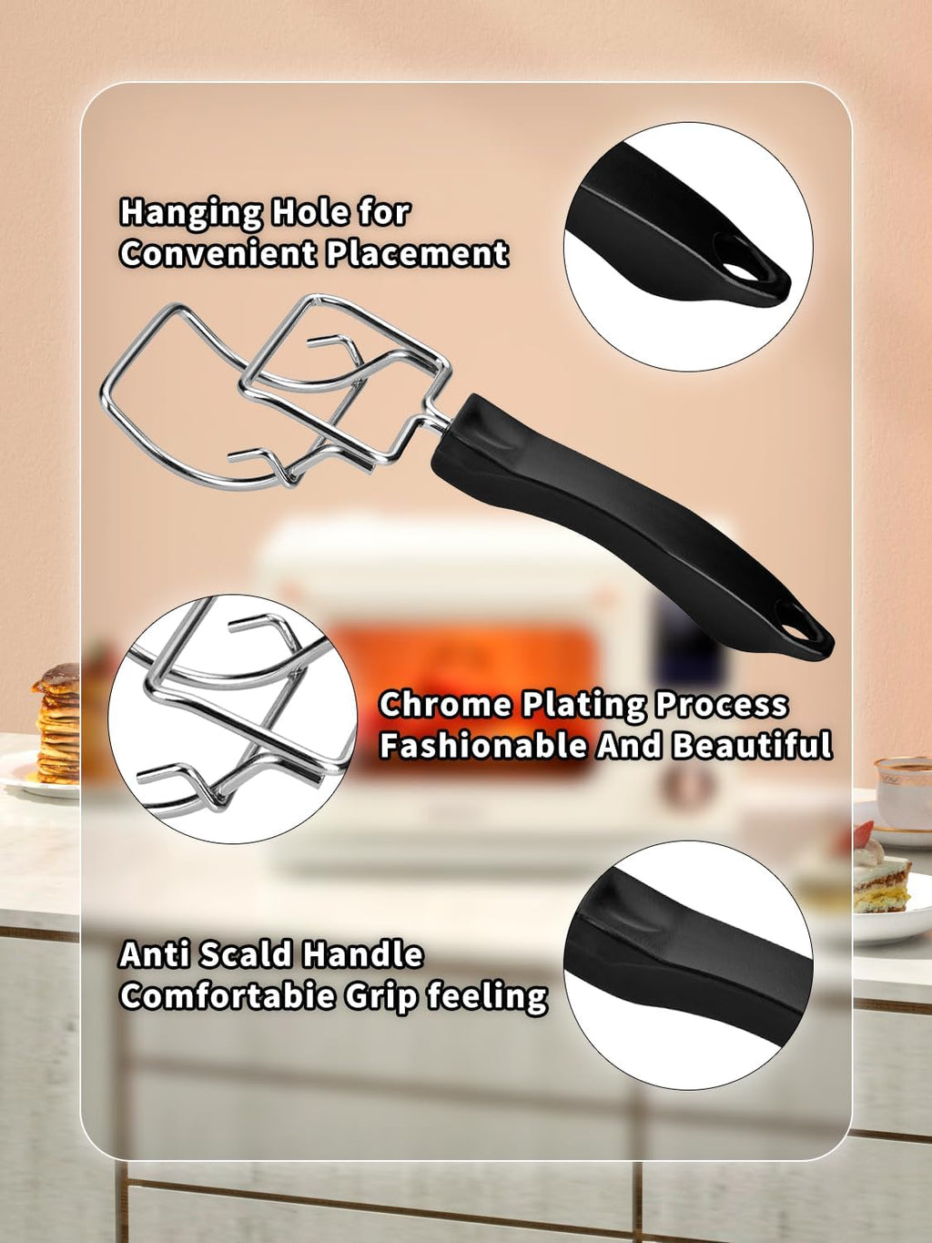 2-Piece Air Fryer Oven Baking Tray Puller Set - Oven Rack Puller Clip Handle Accessory for Air Fryers and Ovens