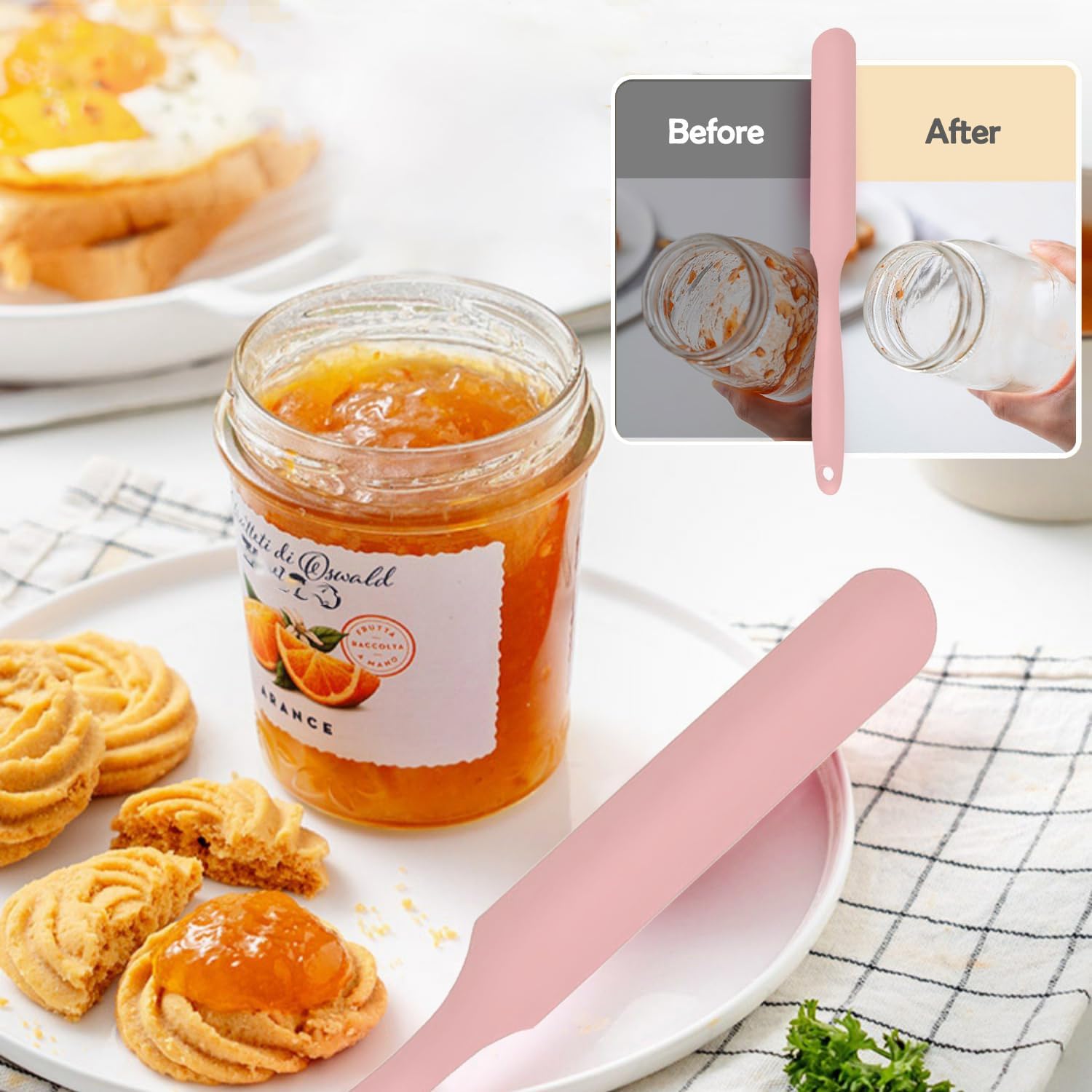 4 Piece Silicone Scraper Set 24cm Flexible Spatulas for Mixing Spreading Jars Bottles
