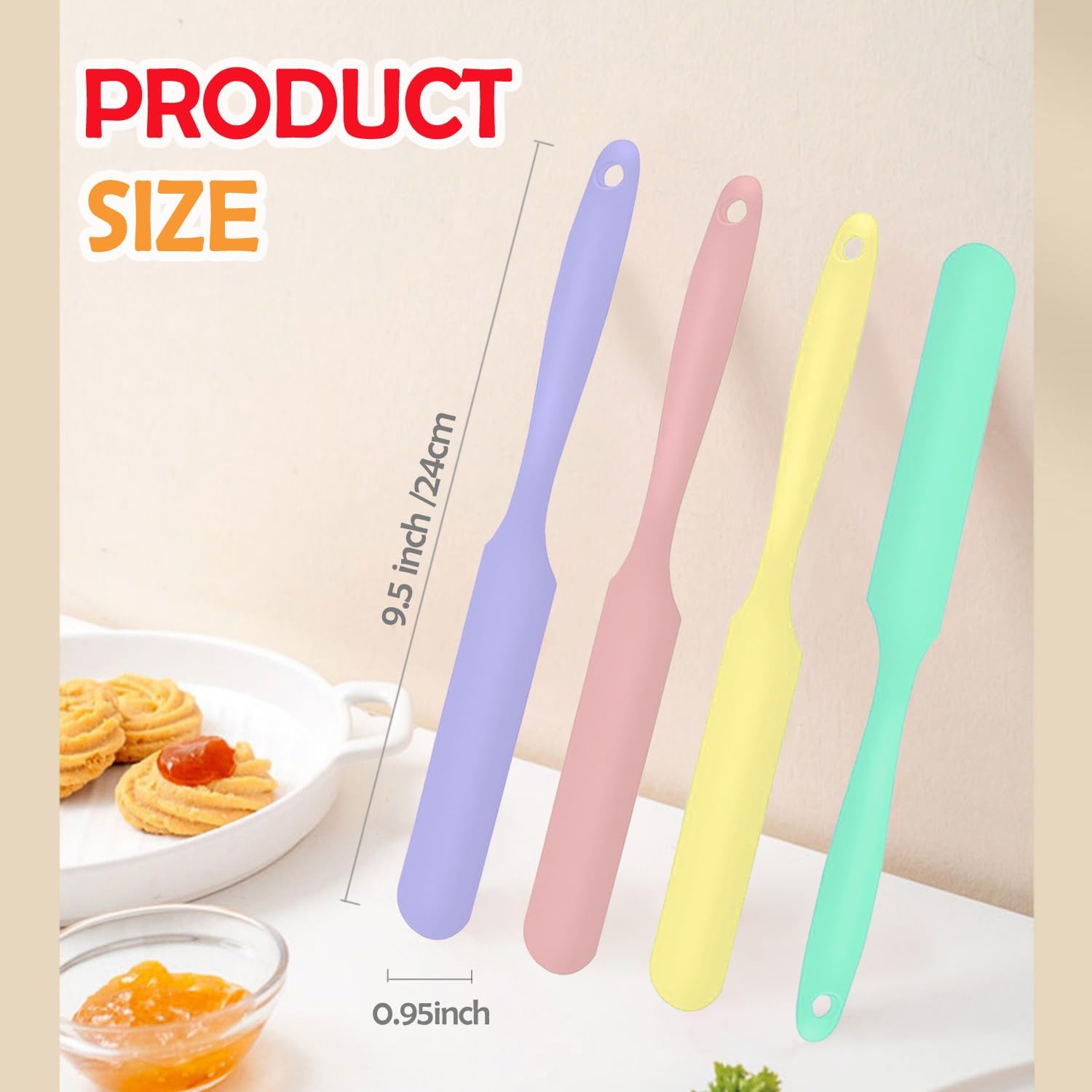 4 Piece Silicone Scraper Set 24cm Flexible Spatulas for Mixing Spreading Jars Bottles