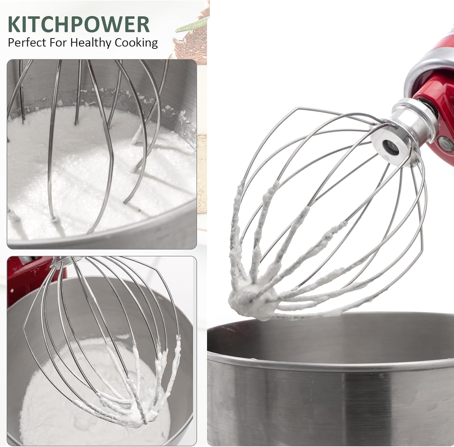 [Upgrade] K5AWW Replacement Whole Stainless Steel Wire Whip for 5 Quart Bowl-Lift 6-Wire Whip Kitchenaid mixer Attachment,Whole Body Food Grade Stainless Steel, Healthier, Rust free, More Durablee