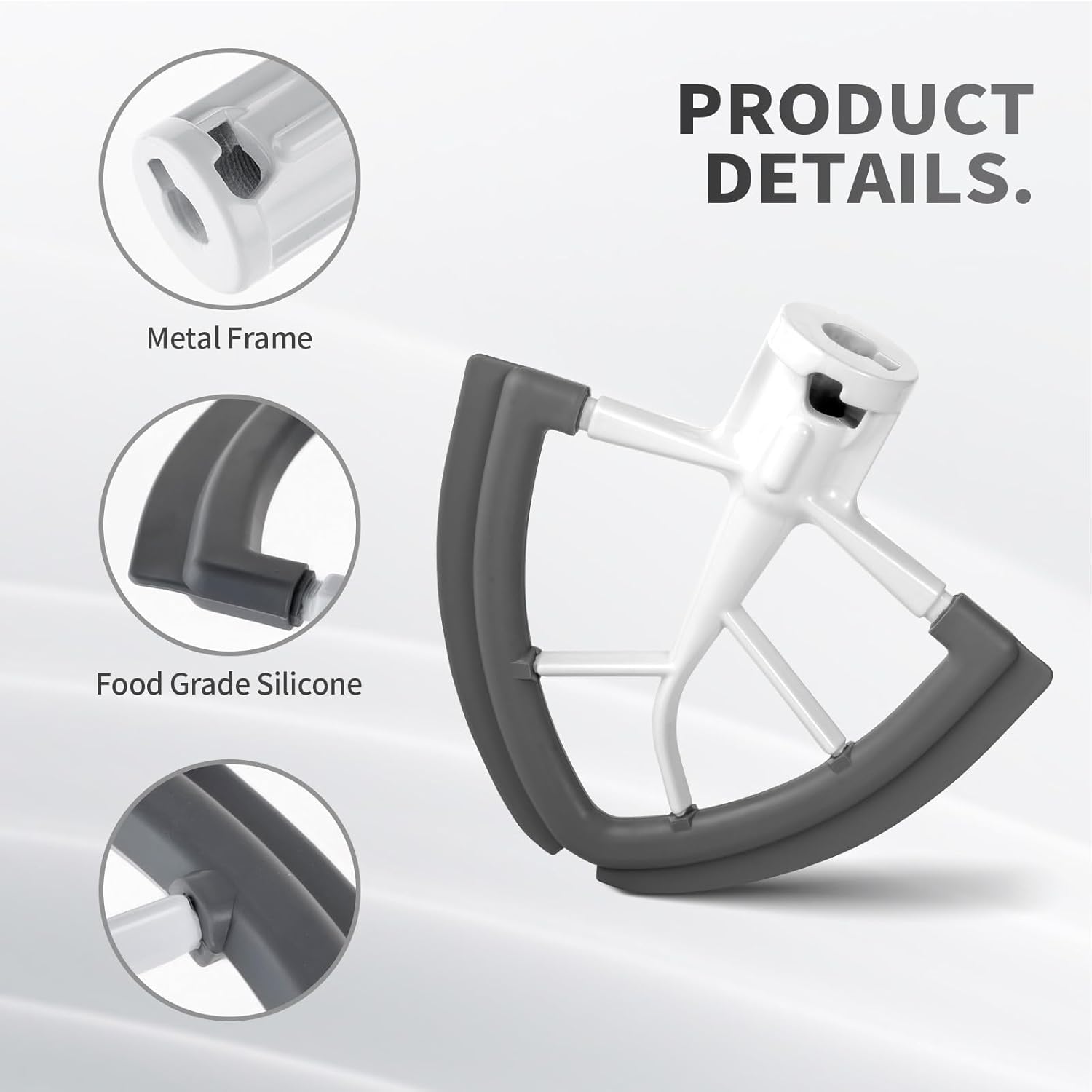 Flex Edge Beater For Kitchenaid Mixer Accessory,Kitchen Aid Attachments For Mixer,Fits Tilt-Head Stand Mixer Bowls For 4.5-5 Quart Bowls,Beater With Silice Edges,Grey