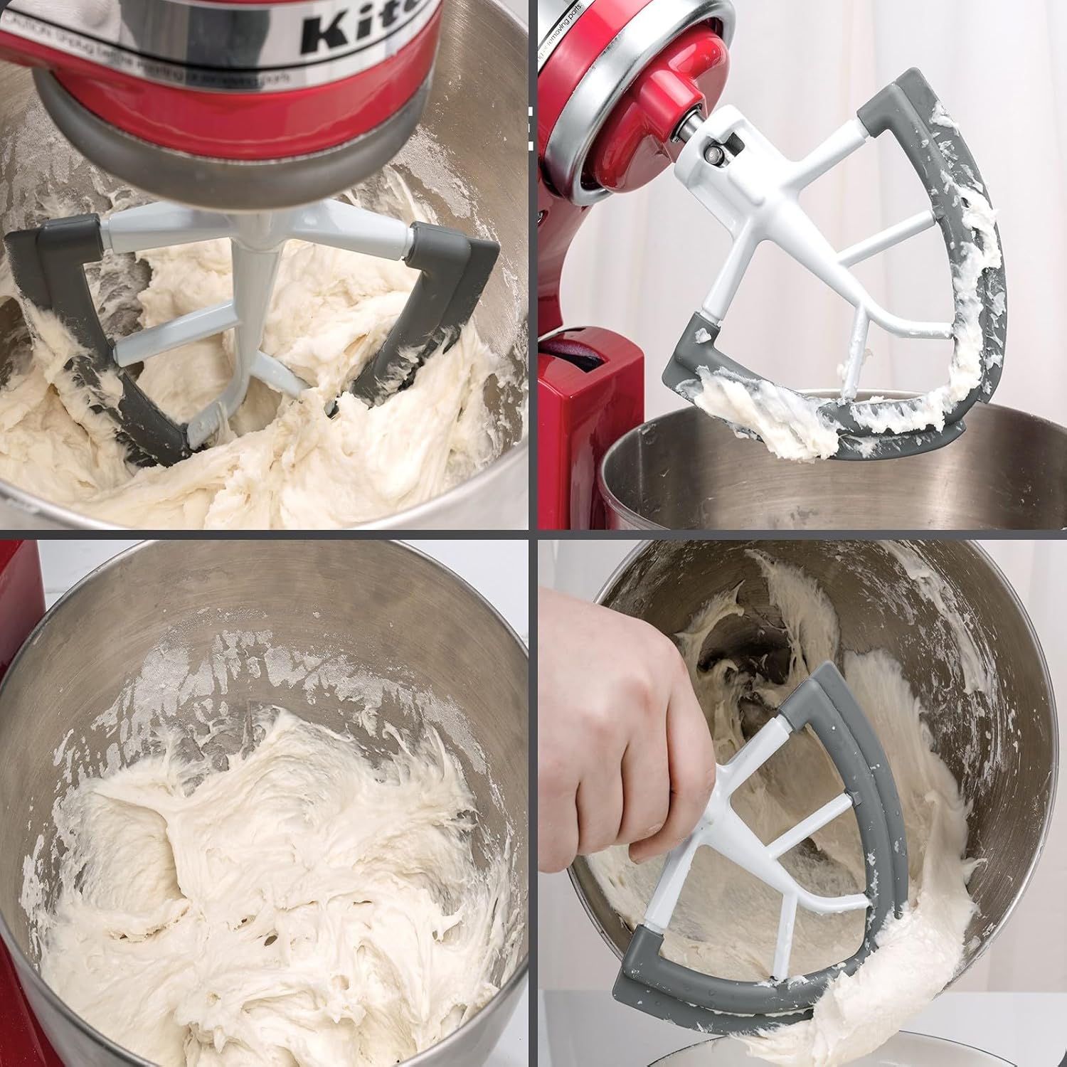 Flex Edge Beater For Kitchenaid Mixer Accessory,Kitchen Aid Attachments For Mixer,Fits Tilt-Head Stand Mixer Bowls For 4.5-5 Quart Bowls,Beater With Silice Edges,Grey
