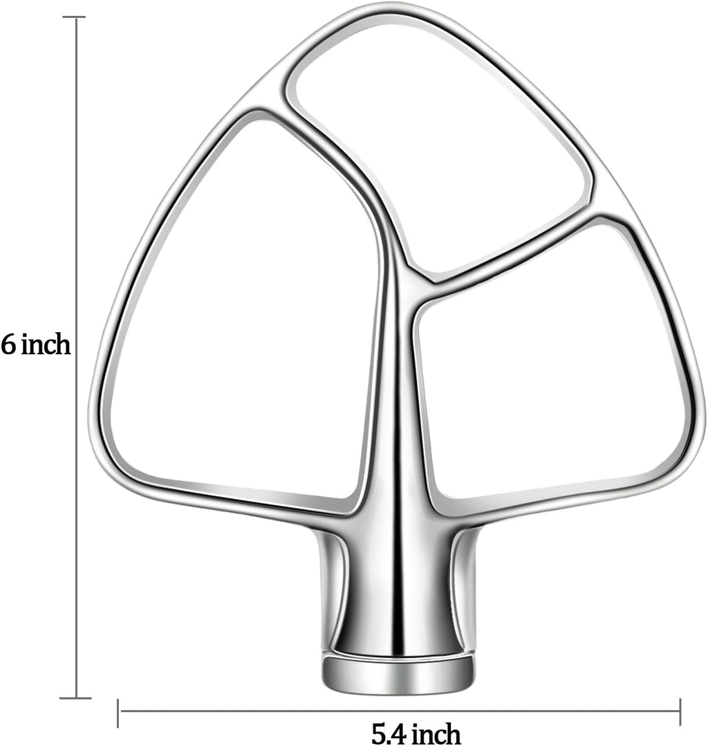 K45B Stainless Steel Flat Beater for Kitchenaid 4.5-5 Quart Tilt Head Stand Mixer, Polished Paddle Attachment for KitchenAid Mixer by ，Dishwasher Safe